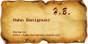 Hahn Benignusz névjegykártya